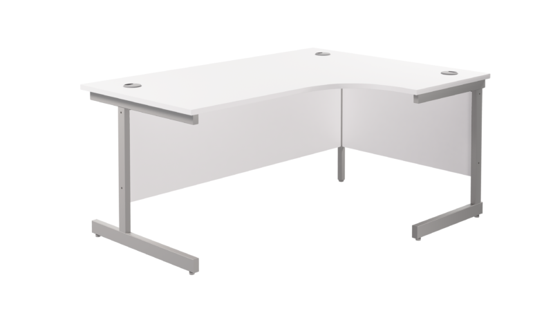 Single Upright Right Hand Radial Desk | 1800 X 1200 | White/Silver