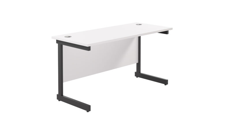 Single Upright Rectangular Desk: 600mm Deep | 1400 X 600 | White/Black