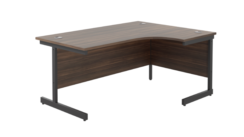 Single Upright Right Hand Radial Desk | 1800 X 1200 | Dark Walnut/Black