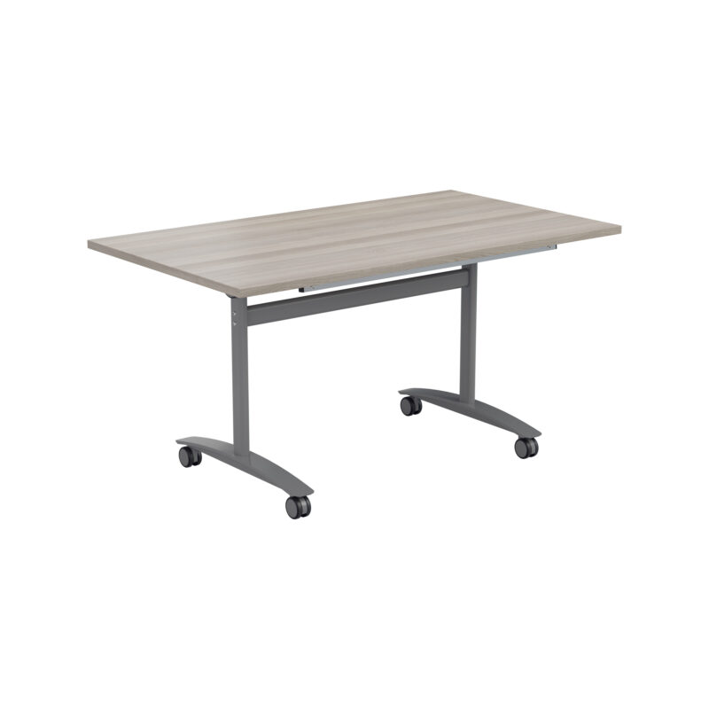 One Rectangular Tilting Table | 1400 X 700 | Grey Oak/Silver