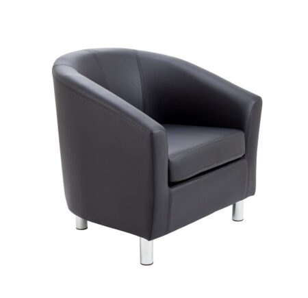 Tub Armchair with Metal Feet | Black PU