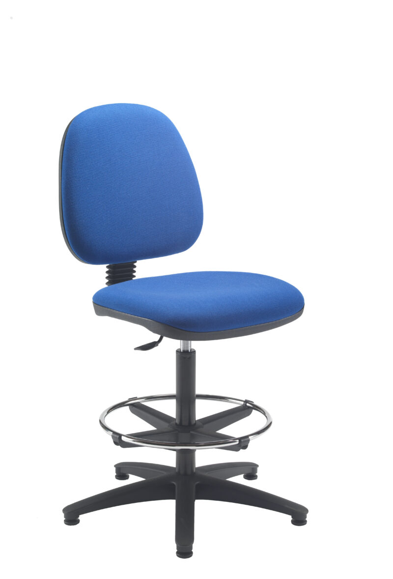 Zoom Mid-Back Draughtsman Chair | Adjustable Foot Ring | Royal Blue