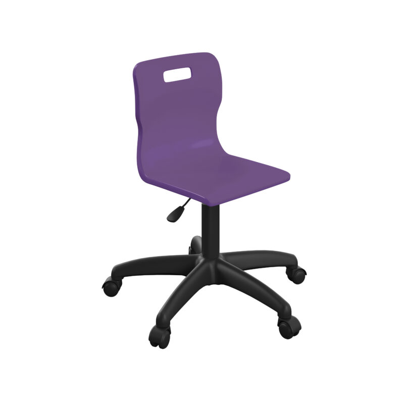 Titan Swivel Junior Chair with Plastic Base and Castors | Size 3-4 | Purple/Black