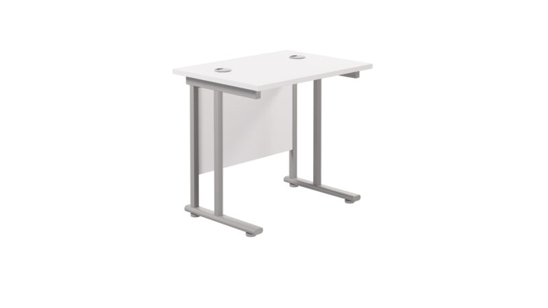 Twin Upright Rectangular Desk: 600mm Deep | 800X600 | White/Silver