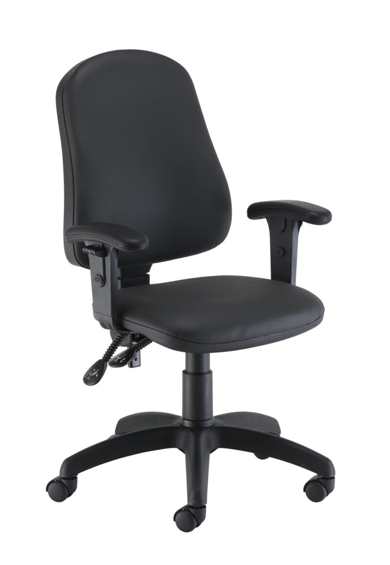 Calypso 2 High Back Operator Chair with Adjustable Arms | Black PU