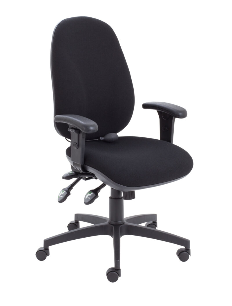 Maxi Ergo Chair With Lumbar Pump + Adjustable Arms | Black