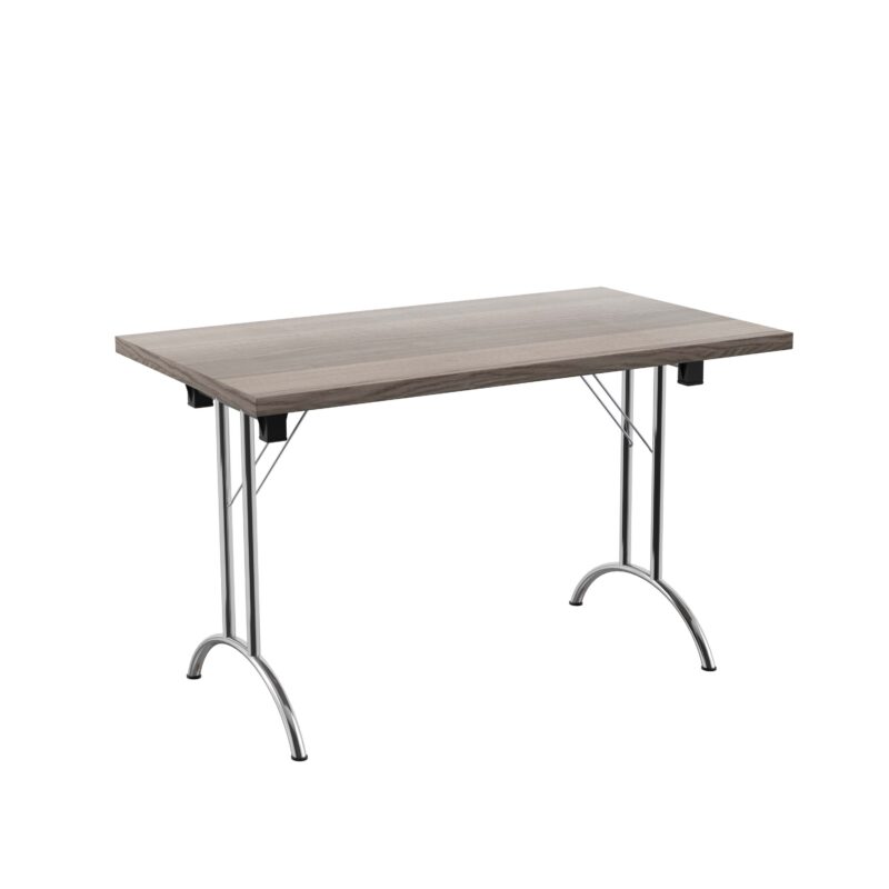 One Union Rectangular Folding Table | 1200 X 700 | Grey Oak/Silver