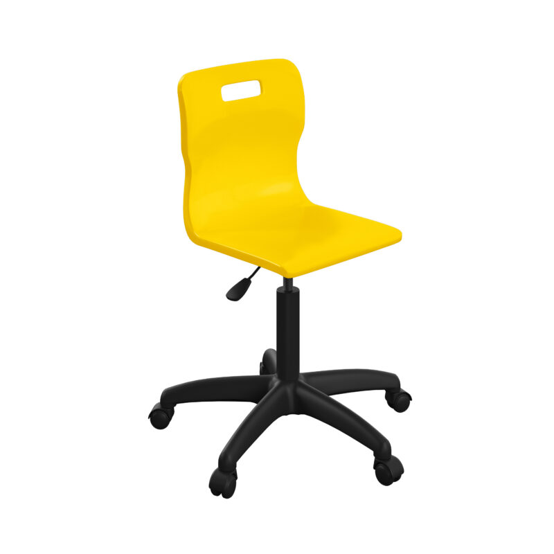 Titan Swivel Senior Chair with Plastic Base and Castors | Size 5-6 | Yellow/Black