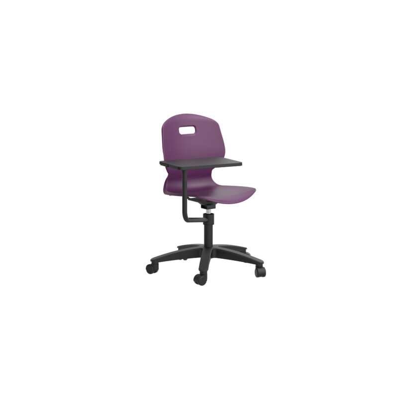 Arc Swivel Tilt Chair with Arm Tablet | Grape