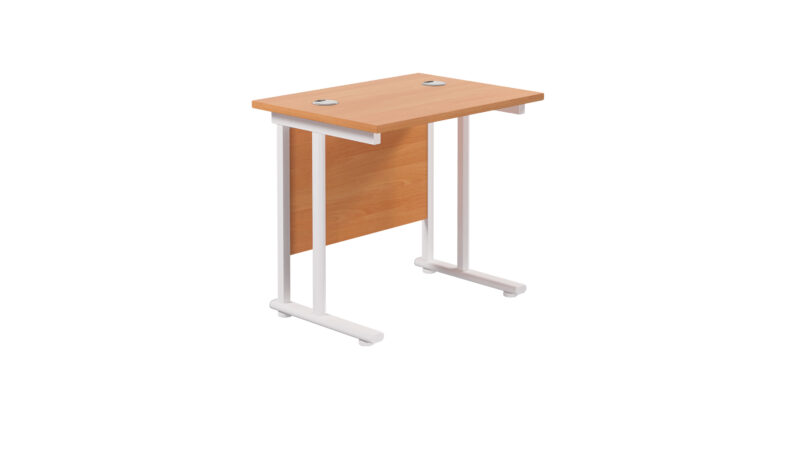 Twin Upright Rectangular Desk: 600mm Deep | 800X600 | Beech/White