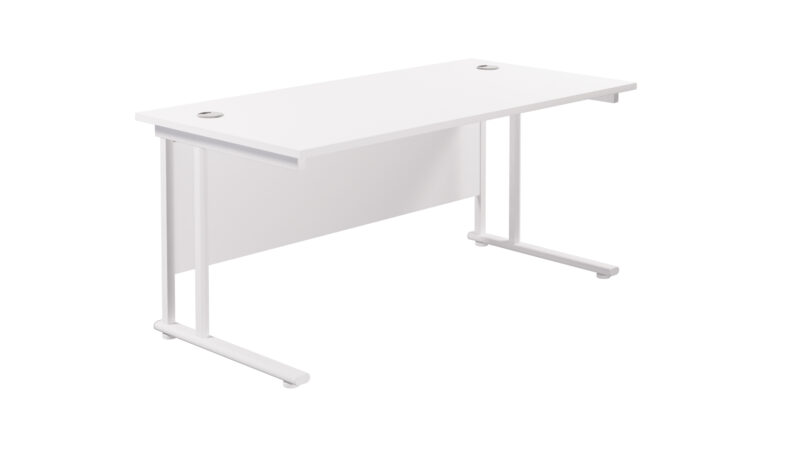 Twin Upright Rectangular Desk: 800mm Deep | 1600X800 | White/White