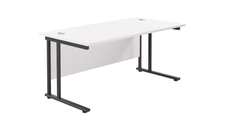 Twin Upright Rectangular Desk: 800mm Deep | 1600X800 | White/Black