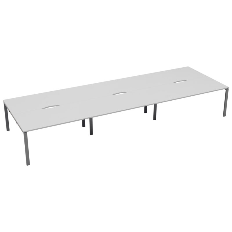 CB Bench with Cut Out: 6 Person | 1200 X 800 | White/Silver