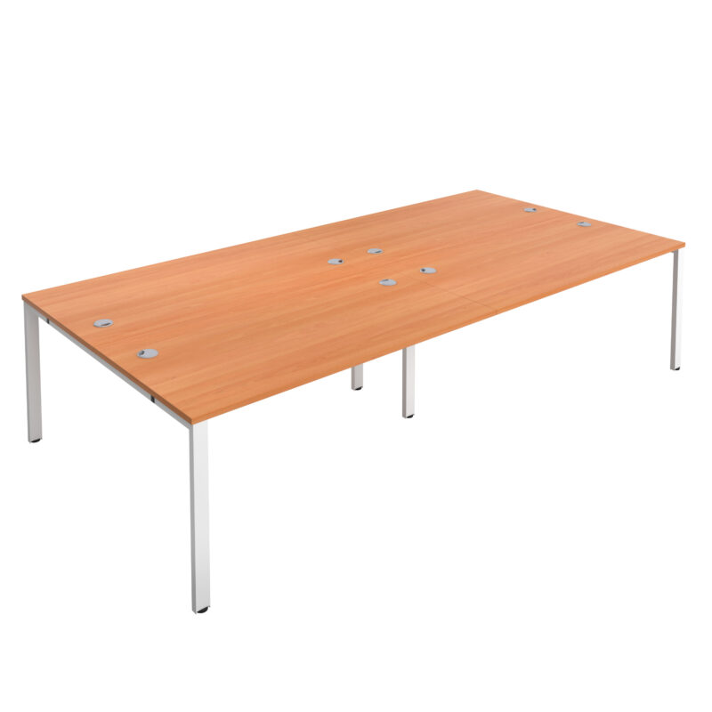 CB Bench with Cable Ports: 4 Person | 1200 X 800 | Beech/White