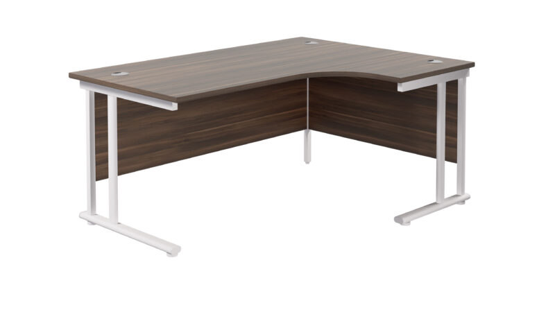 Twin Upright Right Hand Radial Desk | 1800X1200 | Dark Walnut/White