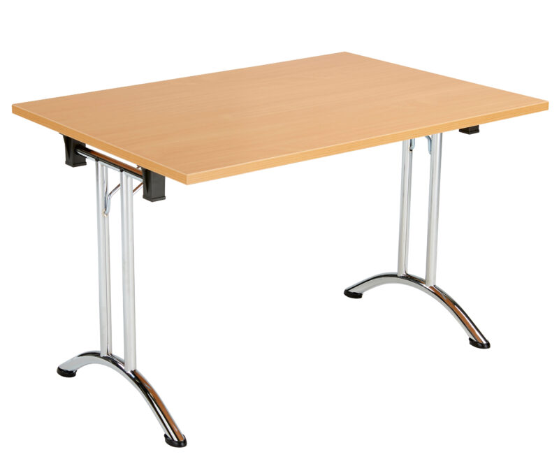 One Union Rectangular Folding Table | 1200 X 700 | Beech/Chrome