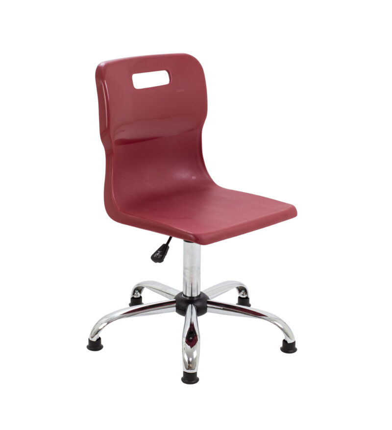 Titan Swivel Senior Chair with Chrome Base and Glides | Size 5-6 | Burgundy/Chrome