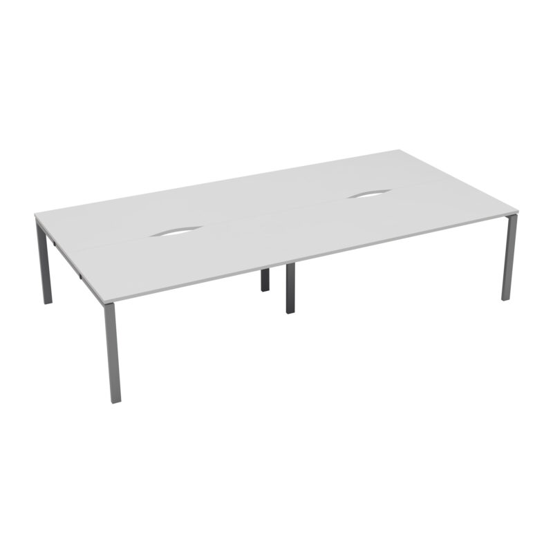 CB Bench with Cut Out: 4 Person | 1600 X 800 | White/Silver