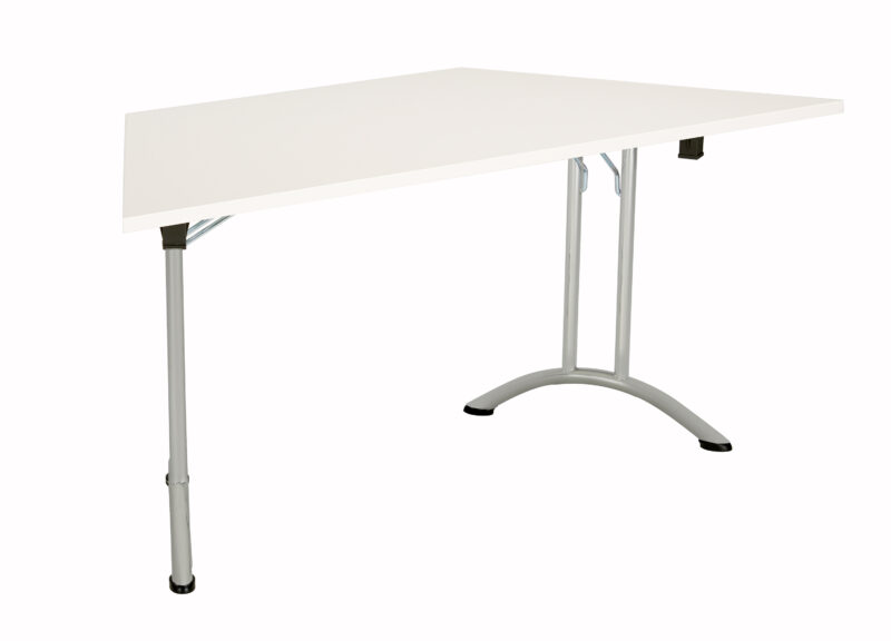 One Union Trapezoidal Folding Table | 1600 X 800 | White/Silver