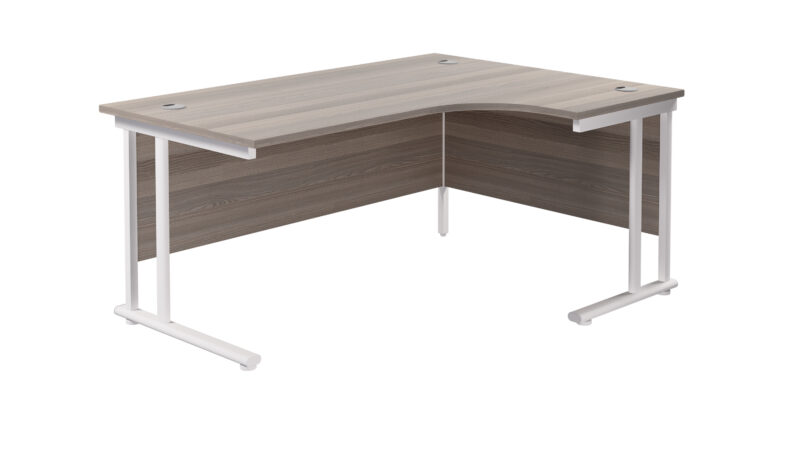 Twin Upright Right Hand Radial Desk | 1800X1200 | Grey Oak/White