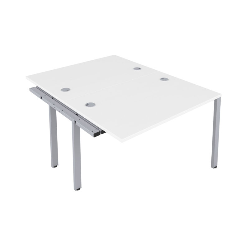 CB Bench Extension with Cable Ports: 2 Person | 1200 X 800 | White/Silver