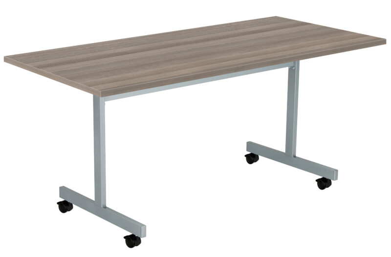 One Eighty Rectangular Tilting Table | 1600 X 700 | Grey Oak/Silver