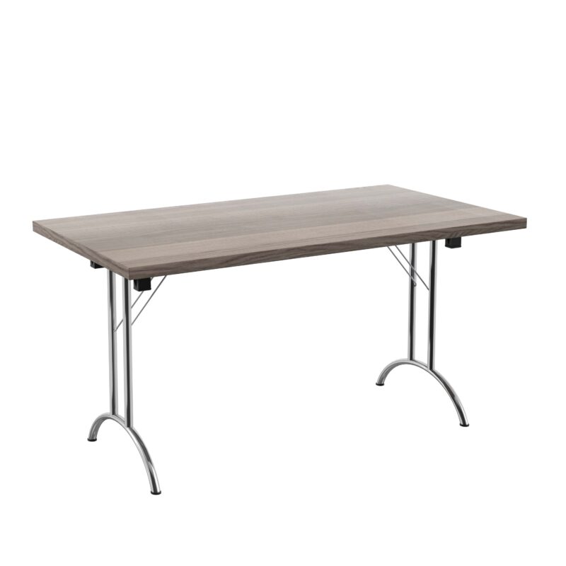 One Union Rectangular Folding Table | 1400 X 800 | Grey Oak/Silver