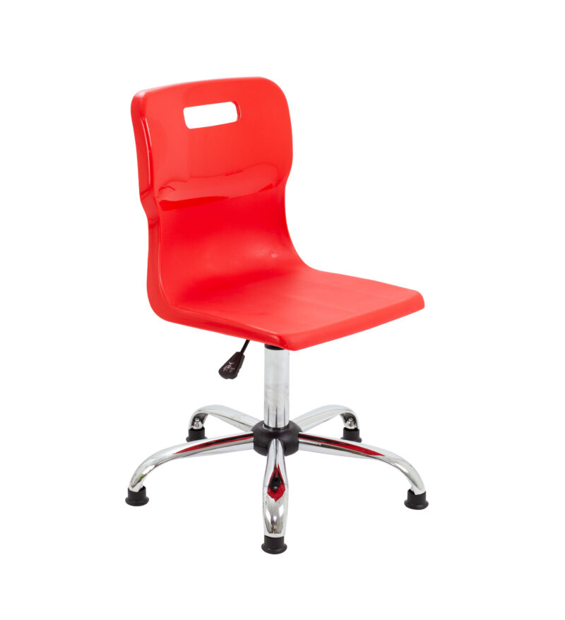 Titan Swivel Senior Chair with Chrome Base and Glides | Size 5-6 | Red/Chrome