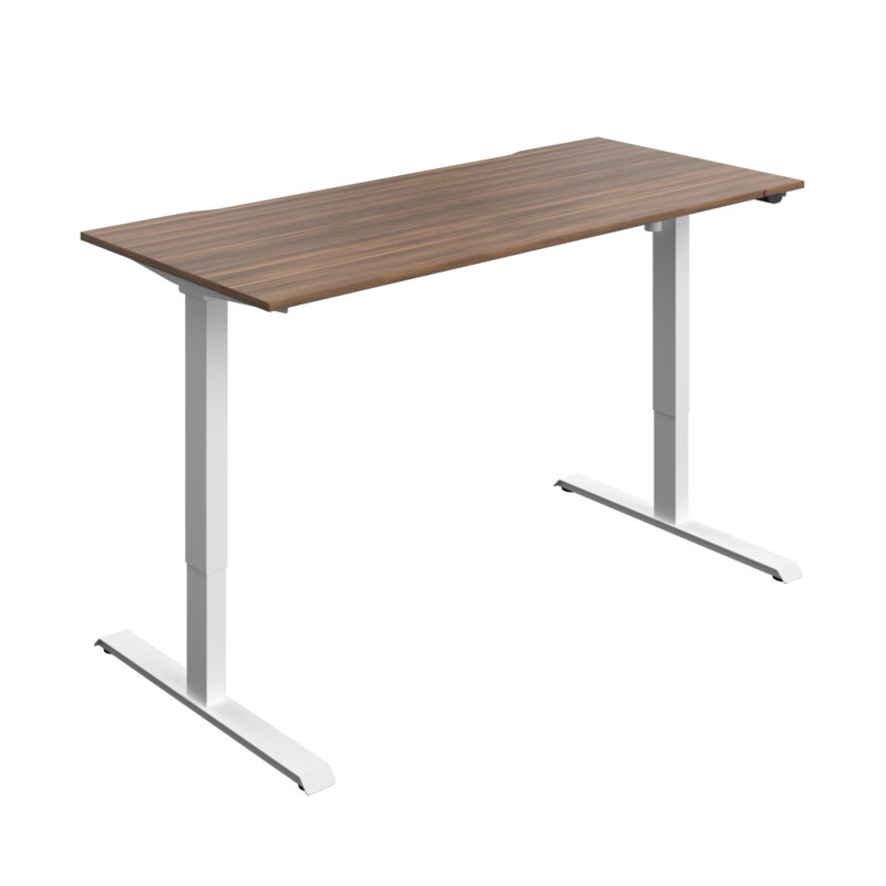 Okoform Heated Dual Motor Height Adjustable Desk | 1800X800 | Dark Walnut/White