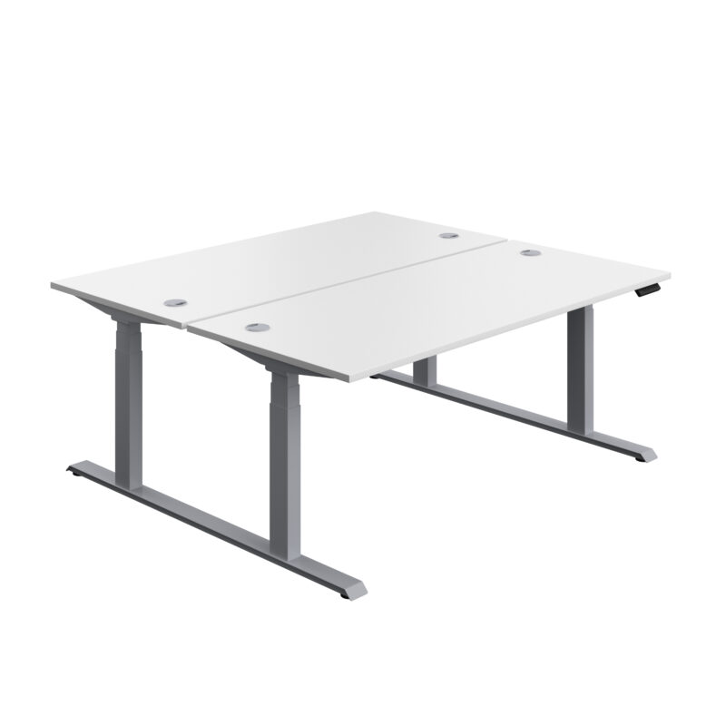 Economy Back To Back Sit Stand Desk | 1800 X 800 | White/Silver