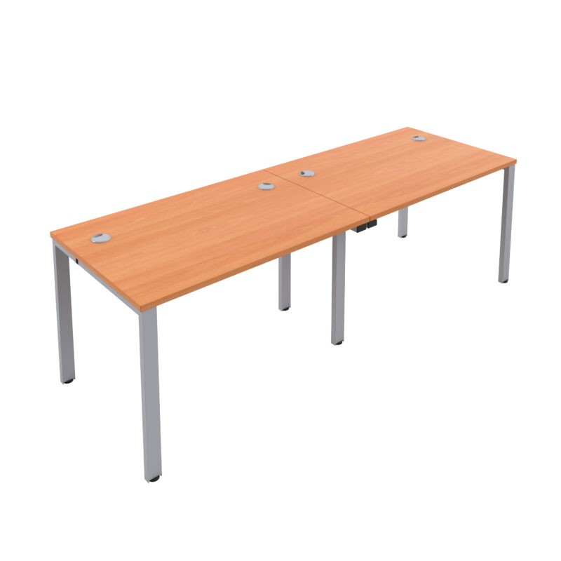 CB Single Bench with Cable Ports: 2 Person | 1400 X 800 | Beech/Silver