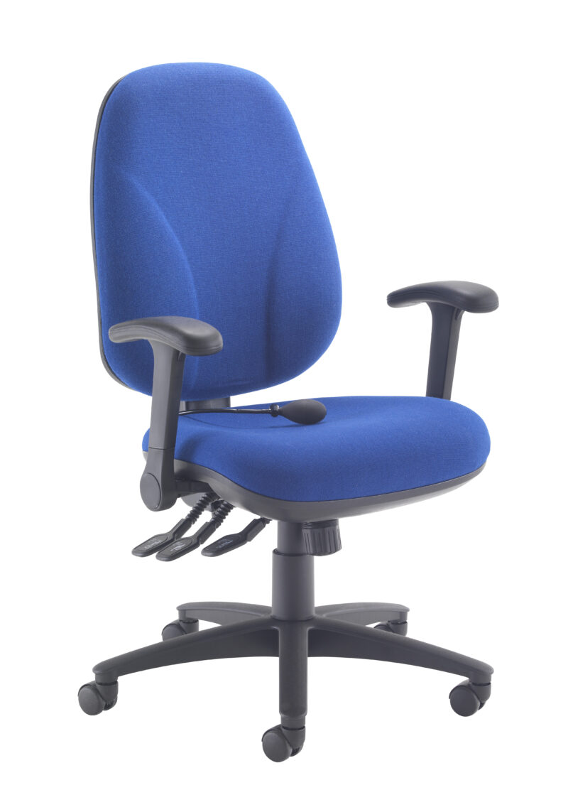 Maxi Ergo Chair With Lumbar Pump + Folding Arms | Royal Blue