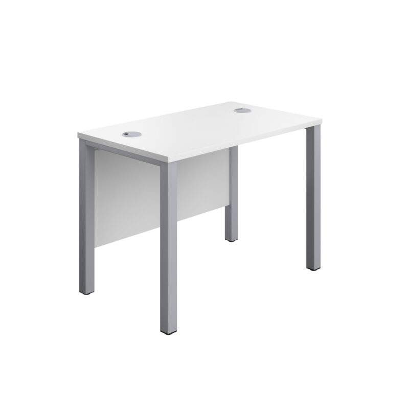 Goal Post Rectangular Desk | 1000X600 | White/Silver