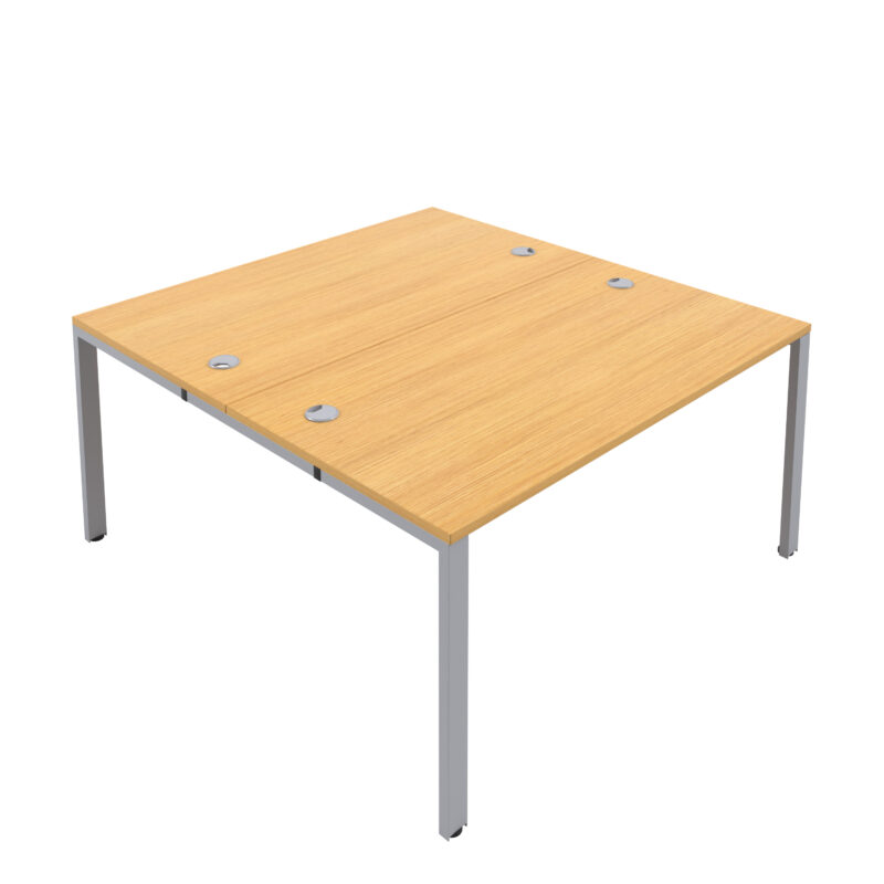 CB Bench with Cable Ports: 2 Person | 1400 X 800 | Nova Oak/Silver