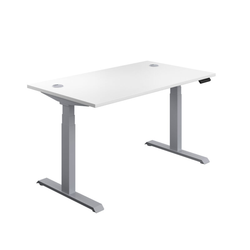 Economy Sit Stand Desk | 1600 X 800 | White/Silver