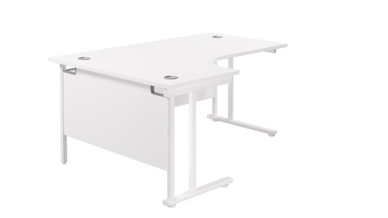 Twin Upright Left Hand Radial Desk | 1600X1200 | White/White