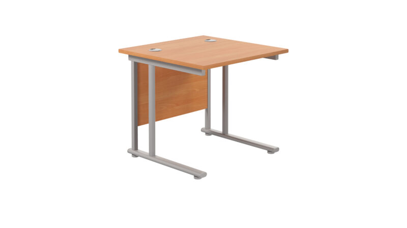 Twin Upright Rectangular Desk: 800mm Deep | 800X800 | Beech/Silver