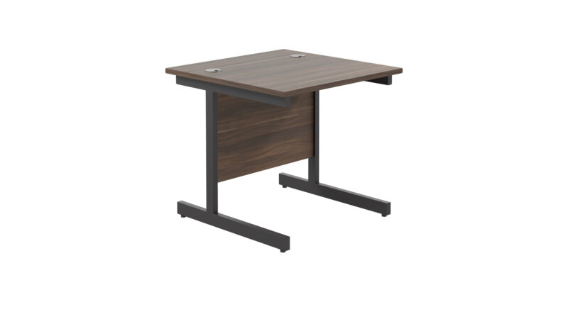 Single Upright Rectangular Desk: 800mm Deep | 800 X 800 | Dark Walnut/Black