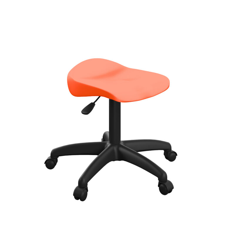 Titan Swivel Junior Stool with Plastic Base and Castors | Size 5-6 | Orange/Black