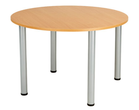 One Fraction Plus Circular Meeting Table | 1000mm | Beech/Silver