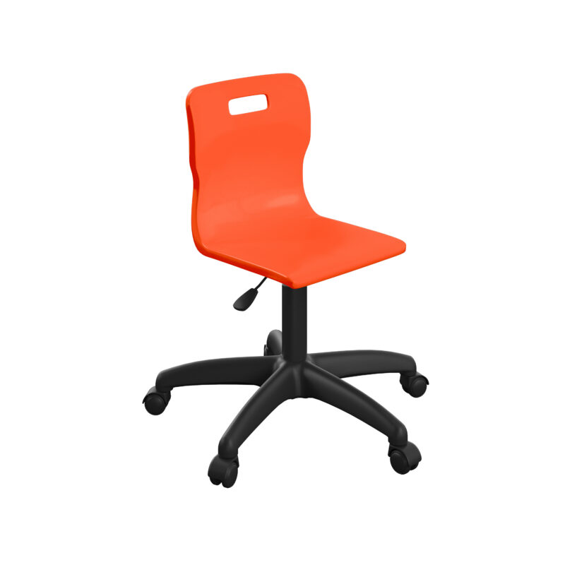 Titan Swivel Junior Chair with Plastic Base and Castors | Size 3-4 | Orange/Black