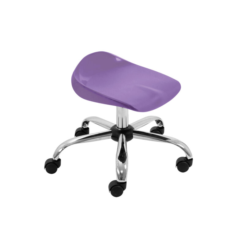 Titan Swivel Junior Stool with Chrome Base and Castors | Size 5-6 | Purple/Chrome