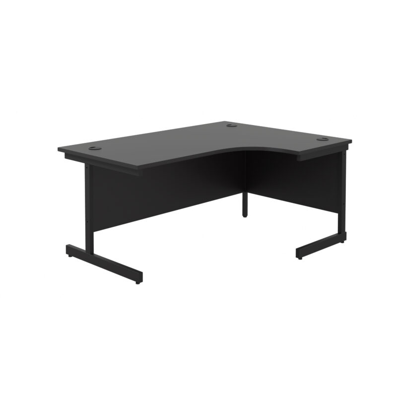 Single Upright Right Hand Radial Desk | 1600 X 1200 | Black/Black