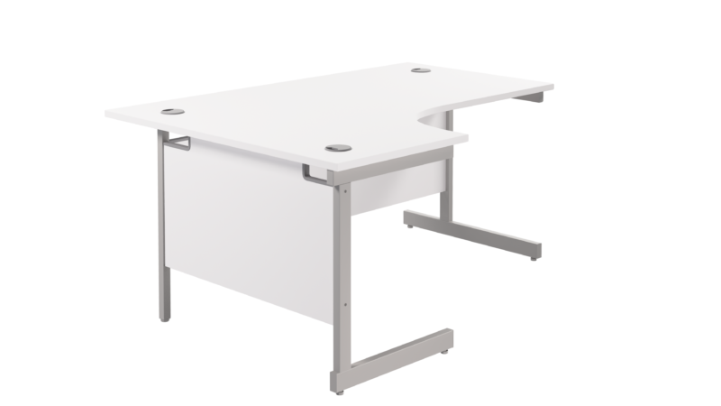 Single Upright Left Hand Radial Desk | 1800 X 1200 | White/Silver