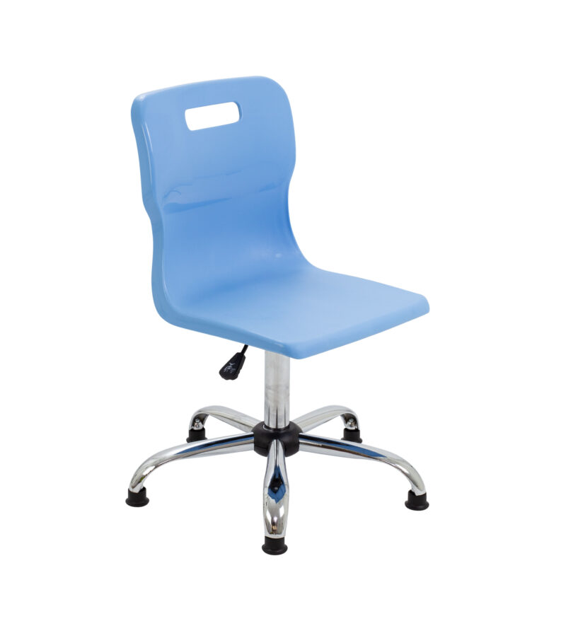 Titan Swivel Senior Chair with Chrome Base and Glides | Size 5-6 | Sky Blue/Chrome