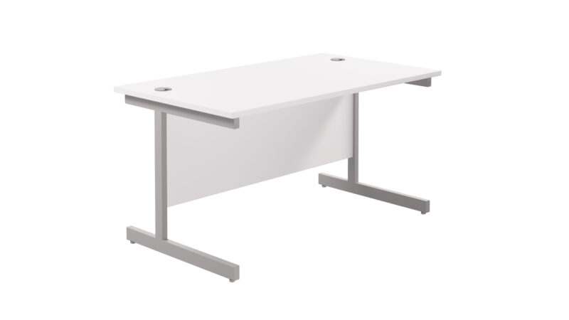 Single Upright Rectangular Desk: 800mm Deep | 1200 X 800 | White/Silver