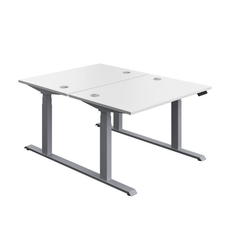 Economy Back To Back Sit Stand Desk | 1200 X 800 | White/Silver