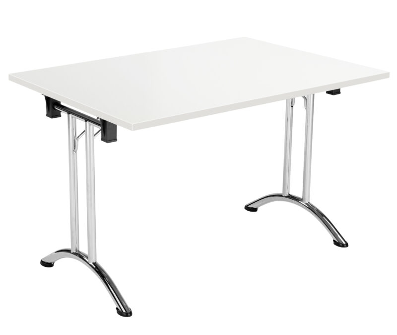 One Union Rectangular Folding Table | 1200 X 800 | White/Chrome