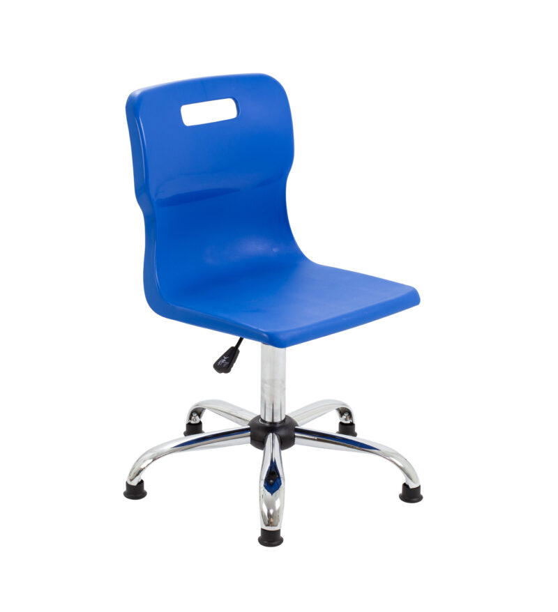 Titan Swivel Senior Chair with Chrome Base and Glides | Size 5-6 | Blue/Chrome