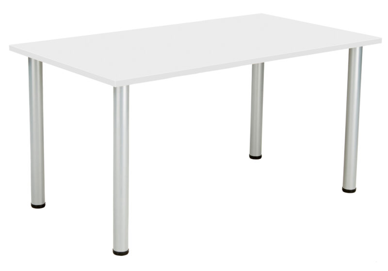 One Fraction Plus Rectangular Meeting Table | 1400X800 | White/Silver